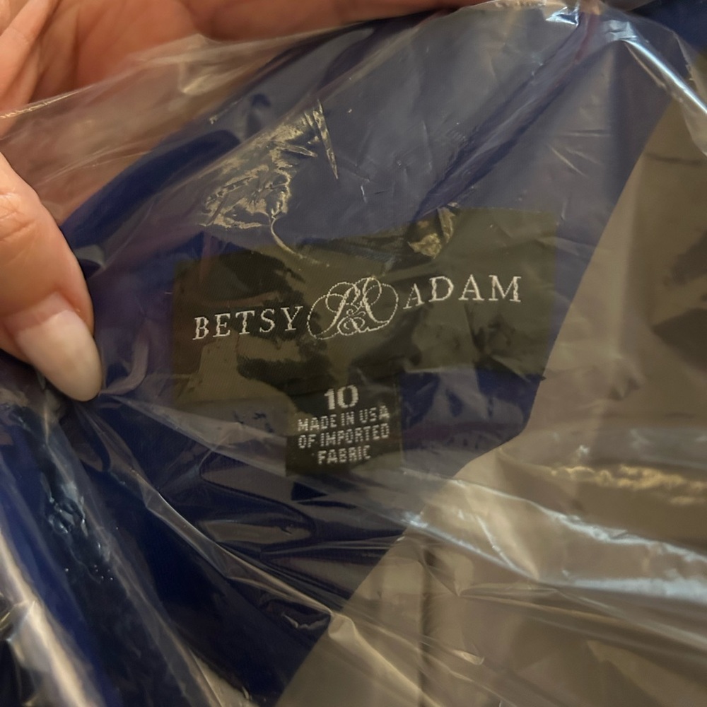 Betsy & Adam Cobalt Blue One-Shoulder Evening Gown - Picture 2 of 6